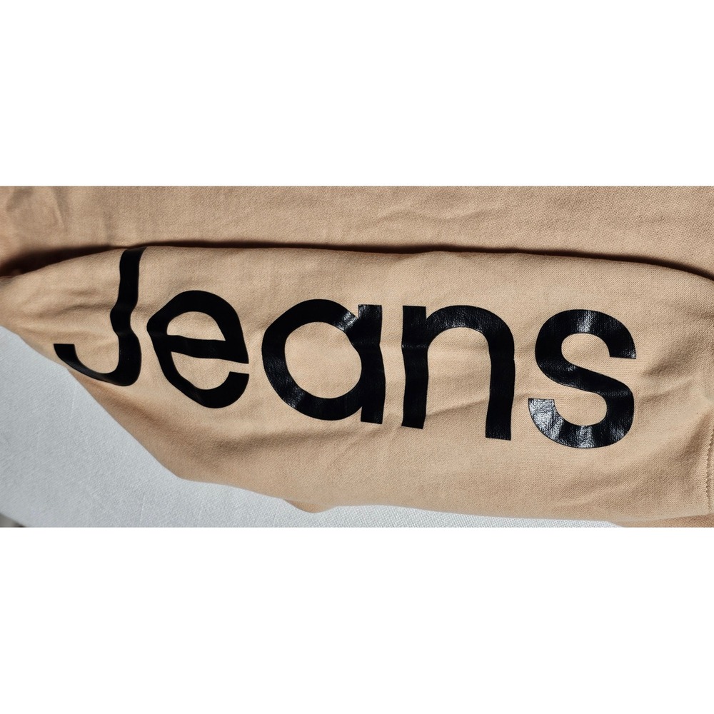 Calvin Klein Jeans Tan Mock Neck Logo Sweatshirt XL Pullover Graphic Sleeve Back - Picture 5 of 9